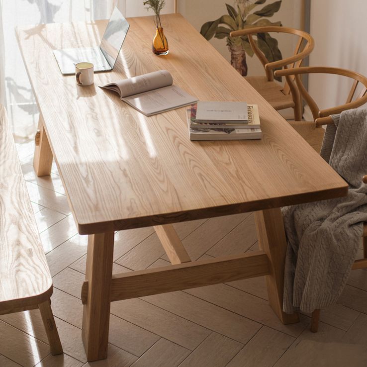 Rectangle Pine Solid Wood Table in Nature Modern Dining Table with Trestle Base for Restaurant Clearhalo ' dining_table' 'Dining Tables & Seating' 'Dining Tables' 'furn' 'furn_dining_table' 'Furniture' 'furniture_dining_table' 'Kitchen & Dining Furniture' 'kitchen&dining_furn' 'kitchen' 'kitchen_dining_table' 1200x1200_8c558c64-d9a9-4469-8fe5-f4d6e672c12f