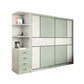Green and White Bedroom Storage Cabinet Modern Sliding Door Cabinet with Drawers