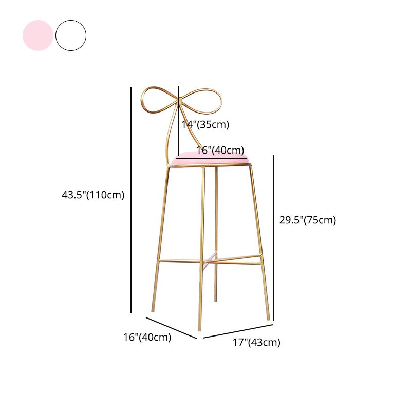 Glam Armless Backrest Counter Stool Iron Bar Stool with Leather Cushion Clearhalo 'Bar Furniture' 'Bar Stools' 'bar_stools' 'furn' 'furn_bar_stools' 'furniture_bar_stools' 'Kitchen & Dining Furniture' 'kitchen&dining_furn' 'kitchen' 'kitchen_furn' Furniture' 1200x1200_8c5715e6-a636-446b-9fc3-f855ba296dde