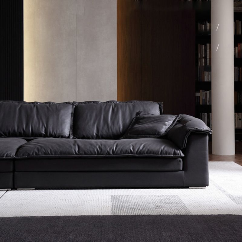 Living Room Contemporary Black Pillows Standard Stationary Sofa Chaise Clearhalo 'furn' 'furn_sofas' 'Furniture' 'furniture_sofas' 'kitchen' 'kitchen_sofas' 'Living Room Furniture' 'Sofa' 'sofas' 1200x1200_8c577e2c-c164-4e34-820e-a843c55825d1