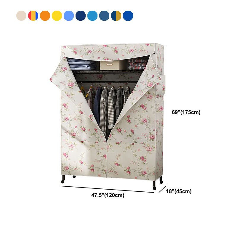 Armoire de garde-robe contemporaine Armoire de cadre en métal avec canne de vêtements et étagères pour la maison