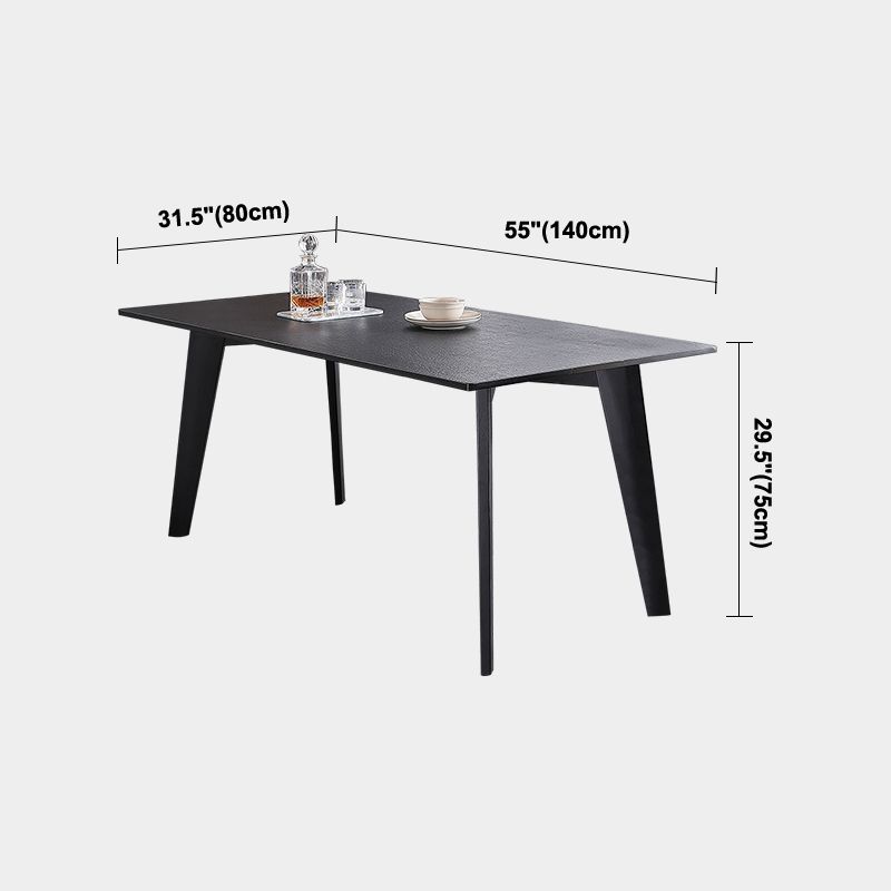 Rectangle 4 Legs Industrial Table Black Fixed Table of Sintered Stone Clearhalo ' dining_table' 'Dining Tables & Seating' 'Dining Tables' 'furn' 'furn_dining_table' 'Furniture' 'furniture_dining_table' 'Kitchen & Dining Furniture' 'kitchen&dining_furn' 'kitchen' 'kitchen_dining_table' 1200x1200_8c587de2-2ad7-4e20-856e-1065c89f55db