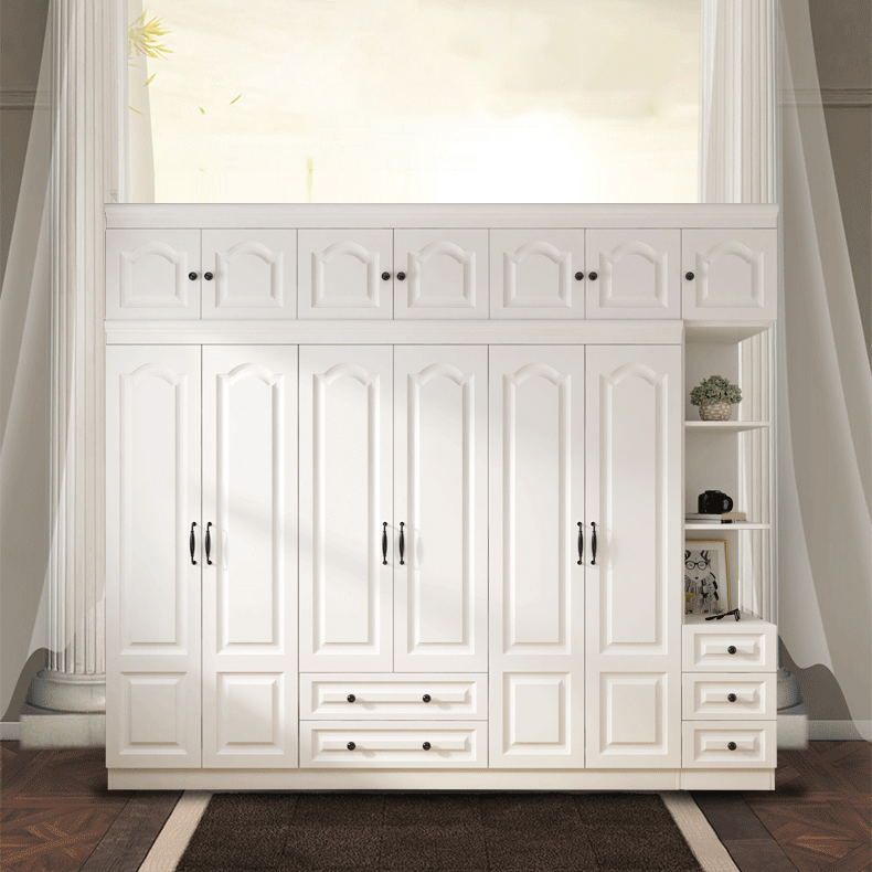 Contemporary White Wardrobe Cabinet Engineered Wood Storage Cabinet Clearhalo 'Armoires & Wardrobes' 'armoires_wardrobes' 'Bedroom Furniture' 'furn' 'furn_armoires_wardrobes' 'Furniture' 1200x1200_8c5a435c-f44f-4807-ad36-c7faee87bbf0