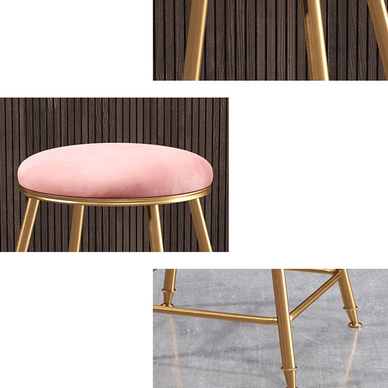 Scandinavian Upholstered Fabric Stools for Home Armless Backless Stools with 4 Gold Legs Clearhalo 'Bar Furniture' 'Bar Stools' 'bar_stools' 'furn' 'furn_bar_stools' 'furniture_bar_stools' 'Kitchen & Dining Furniture' 'kitchen&dining_furn' 'kitchen' 'kitchen_furn' Furniture' 1200x1200_8c5b5f03-5247-4d4f-8b53-f9133bb8fed4