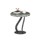 Modern Slate Round Side Table 19.6" Tall Iron Abstract End Table