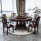 Glossy Brown Wood Dinette Table with Pedestal Traditional Round Dining Table