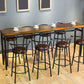 Table de tabouret de bar d'intérieur industriel, table de salle à manger en métal et bois