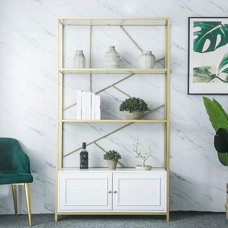 Modern Bookshelf Metal Open Shelf Bookcase with Cabinets for Home Office Clearhalo 'Bookcases' 'furn' 'furn_bookcases' 'Furniture' 'Office Furniture' 1200x1200_8c5df72b-916a-402c-8eb9-fb1be703a629