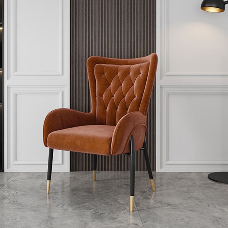 Glam Metal Dining Room Chairs Upholstered Side Arm Chair for Home Use Clearhalo ' kitchen&dining_furn' 'Dining Chairs' 'Dining Tables & Seating' 'dining_chair' 'furn' 'furn_dining_chair' 'Furniture' 'furniture_dining_chair' 'Kitchen & Dining Furniture' 'kitchen' 1200x1200_8c5e54ef-fea5-47f0-8fb2-6d0b38ee6364