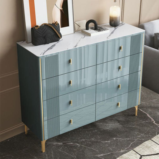 Glam Horizontal Stone Storage Chest Bedroom Chest with Metal Legs