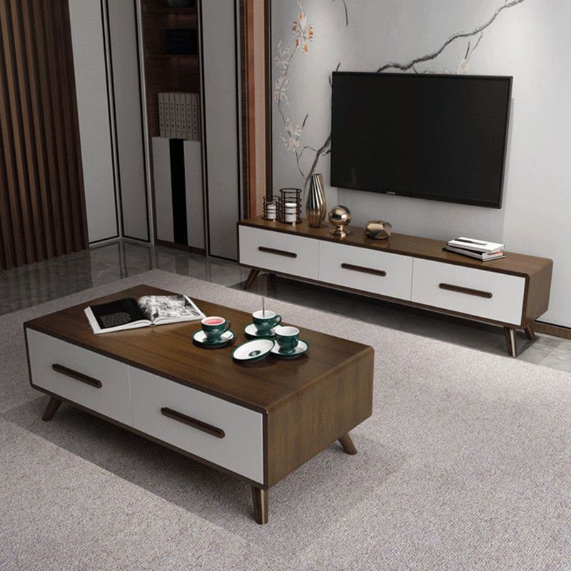 Modern Wood TV Media Stand 12" W Enclosed Storage TV Stand with Drawers Clearhalo 'furn' 'furn_tv_stands_entertainment_centers' 'Furniture' 'Living Room Furniture' 'TV Stands & Entertainment Centers' 'TV Stands & Media Storage Furniture' 'tv_stands_entertainment_centers' 1200x1200_8c620799-923b-4018-8157-fc48344f505c