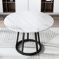 Mesa de comedor de base de hierro negro redondo Mesa de pedestal de piedra moderna