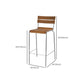 Modern Armless Backrest Counter Stool Iron Bar Stool with Wooden Seat and Pedal for Cafe