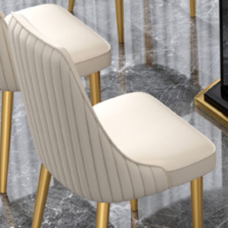 Glam Style Side Chair Parsons Leather Dining Chair with Gold Frame Clearhalo 'Dining Chairs' 'Dining Tables & Seating' 'dining_chair' 'furn' 'furn_dining_chair' 'Furniture' 'Kitchen & Dining Furniture' 1200x1200_8c663bf7-0910-4fb8-bbca-80d4724f0f0e