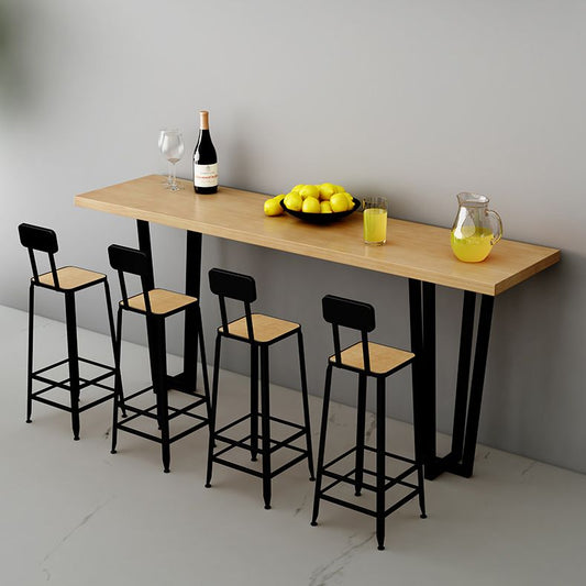 Coffee Shop Glam Bar Height Table Double Pedestal Solid Wood Hall/Pub Table Clearhalo 'Bar Furniture' 'Bar Tables' 'bar_tables' 'furn' 'furn_bar_tables' 'Furniture' 'Kitchen & Dining Furniture' 1200x1200_8c66b124-0725-49a1-8146-6d1623c93c1f