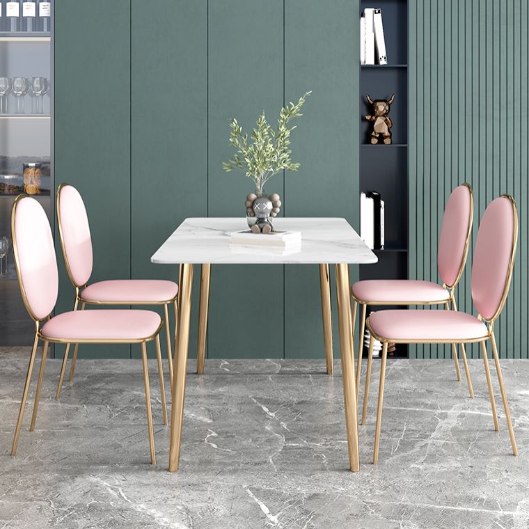 Glam Iron Dining Table Set 1/2/5 Pieces Dinette Set with Rectangle Sintered Stone Top Clearhalo 'Dining Room Sets' 'Dining Tables & Seating' 'dining_room_set' 'furn' 'furn_dining_room_set' 'Furniture' 'furniture_dining_room_set' 'Kitchen & Dining Furniture' 1200x1200_8c675b2a-fe81-454c-82f0-3898aa0b4c6a