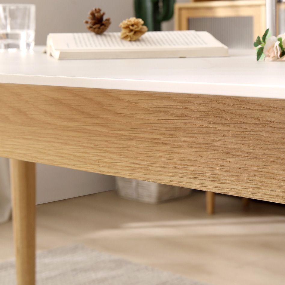 Contemporary Dining Room Table White Sintered Stone Table with 4 Oak Solid Wood Legs Clearhalo ' dining_table' 'Dining Tables & Seating' 'Dining Tables' 'furn' 'furn_dining_table' 'Furniture' 'furniture_dining_table' 'Kitchen & Dining Furniture' 'kitchen&dining_furn' 'kitchen' 'kitchen_dining_table' 1200x1200_8c678d25-c2f1-4cec-abe2-4457ed1cff7a