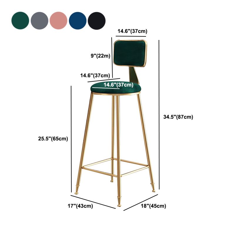 Glam Round Indoor Counter Stool Footrest Low Back Counter-height Stool Clearhalo 'Bar Furniture' 'Bar Stools' 'bar_stools' 'furn' 'furn_bar_stools' 'Furniture' 'Kitchen & Dining Furniture' 1200x1200_8c67ea72-10dd-45b2-a10b-32570a06dd4e