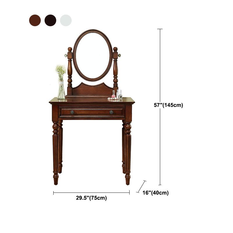 Solid Wood Vanity Makeup Table Set Traditional 1 Drawer Dressing Table