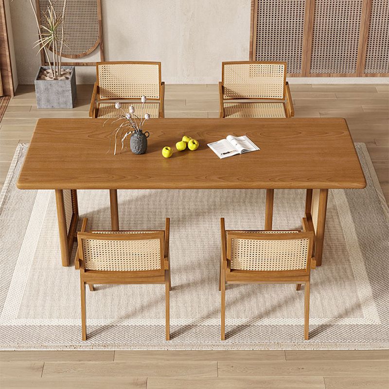 Modern Dining Set 1/5 Pcs Solid Wood Dining Table and Chairs in Brown Clearhalo 'Dining Room Sets' 'Dining Tables & Seating' 'dining_room_set' 'furn' 'furn_dining_room_set' 'Furniture' 'Kitchen & Dining Furniture' 1200x1200_8c6b6505-ae00-4bff-bf72-42d903458581