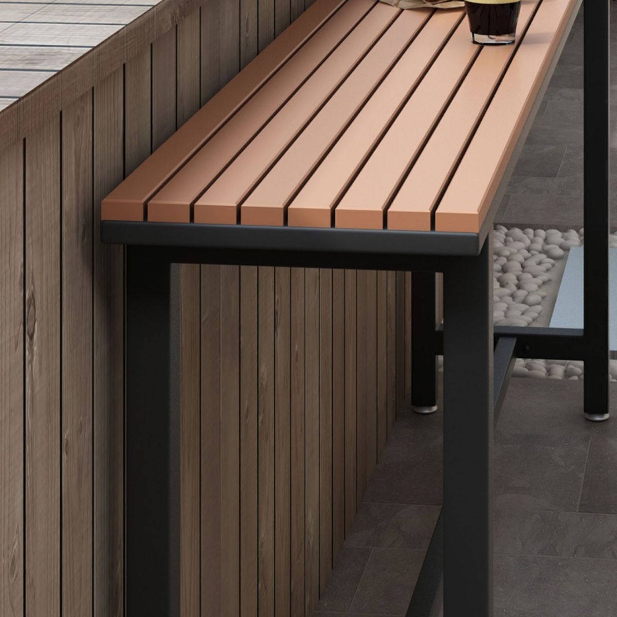 Tavolo da bar in legno in finto marrone tavolo da pub in metallo contemporaneo