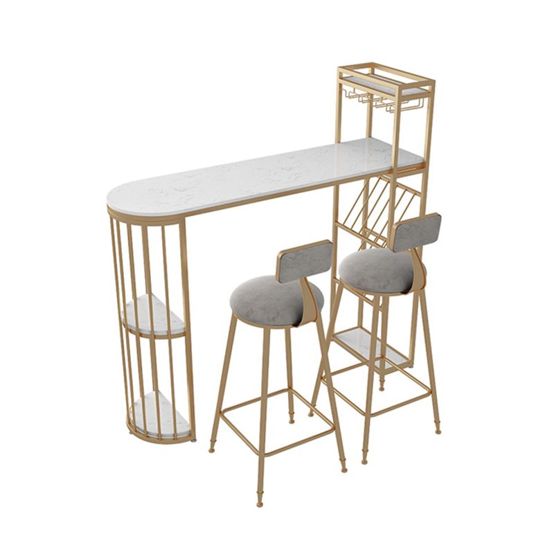 Tavolo da pranzo a barre di pietra rettangolo tradizionale tavolo da bar di lusso con base in slitta in oro