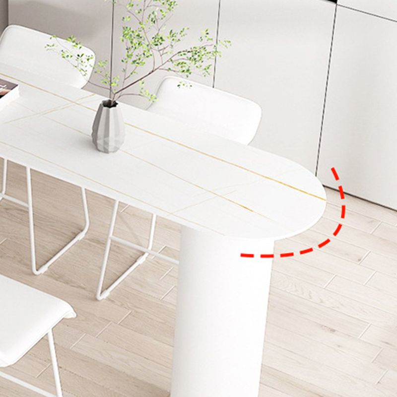 White Modern Style Bar Table in Iron Top and Faux Marble Milk Tea Shop Bar Table Clearhalo 'Bar Furniture' 'Bar Tables' 'bar_tables' 'furn' 'furn_bar_tables' 'Furniture' 'furniture_bar_tables' 'Kitchen & Dining Furniture' 1200x1200_8c6e4525-cf01-46e5-8081-1c9e6404aae4