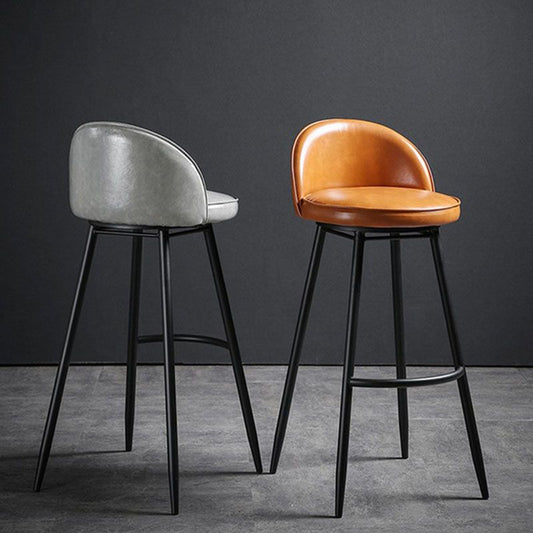 Industrial Leather Counter Stool for Home Round Barstools with Metal Base Clearhalo 'Bar Furniture' 'Bar Stools' 'bar_stools' 'furn' 'furn_bar_stools' 'Furniture' 'furniture_bar_stools' 'Kitchen & Dining Furniture' 1200x1200_8c6e5fe8-1750-4d89-b628-b15937396713