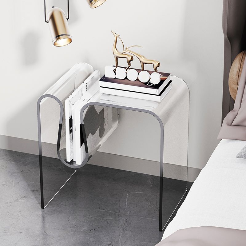 Plastic Sled End Table Rectangular Corner Table for Living Room