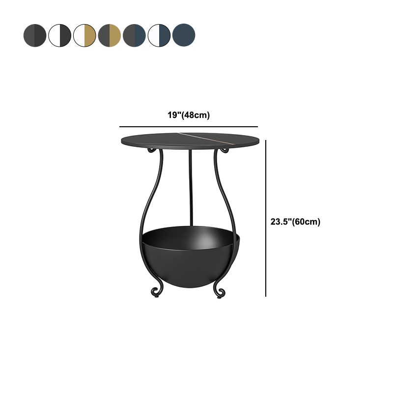 Table de nuit en métal table de nuit en pierre contemporaine avec étagères