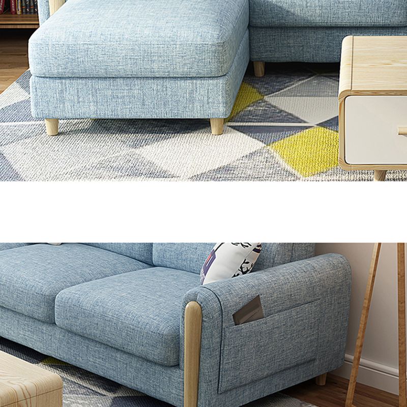 Modern 35.43 " H Blue Cotton Blend Square Arm Sofa & Chaise with Storage Clearhalo 'furn' 'furn_sectionals' 'Furniture' 'Living Room Furniture' 'Sectionals' 1200x1200_8c70e2d7-3a94-4d84-86a3-186ab02f7391