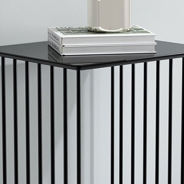 Contemporary Glass Top Frame Square Bedside Accent Side Table