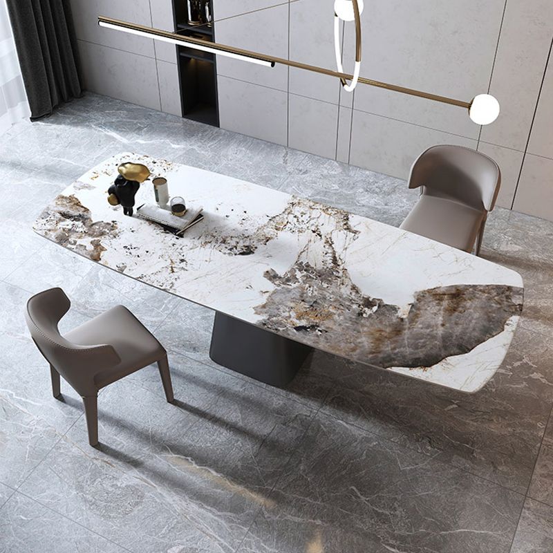 Rectangle Contemporary Dining Room Table White Sintered Stone Table with Pedestal Base Clearhalo ' dining_table' 'Dining Tables & Seating' 'Dining Tables' 'furn' 'furn_dining_table' 'Furniture' 'furniture_dining_table' 'Kitchen & Dining Furniture' 'kitchen&dining_furn' 'kitchen' 'kitchen_dining_table' 1200x1200_8c718598-0c20-4977-8547-3b0c1d9ca52f