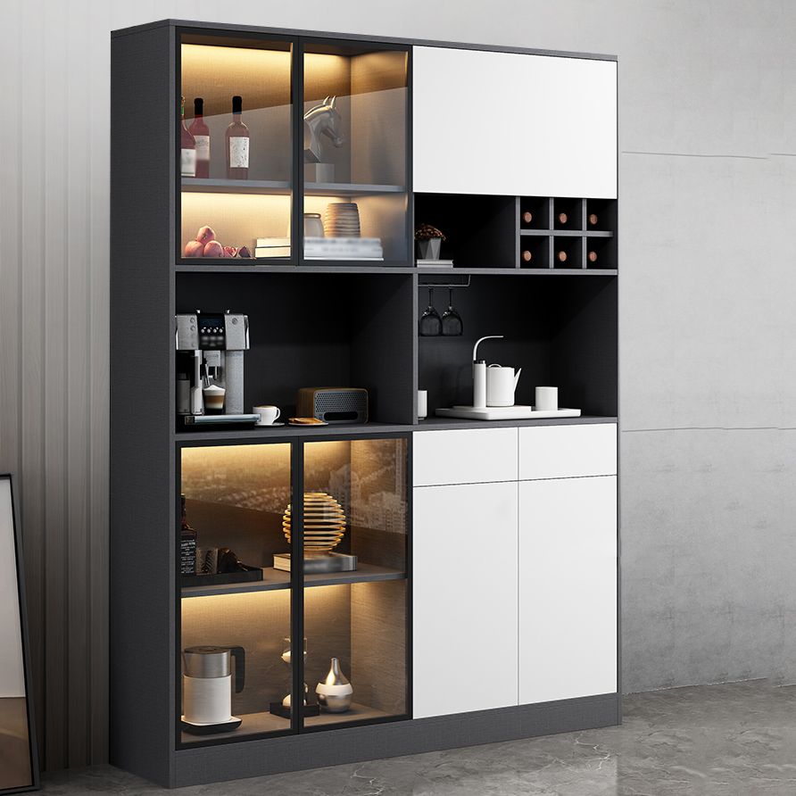 Wood Living Room Sideboard Cabinet Modern Credenza with Storage and Glass Door Clearhalo 'buffet_sideboard' 'Buffets & Sideboards' 'furn' 'furn_buffet_sideboard' 'Furniture' 'furniture_buffet_sideboard' 'Kitchen & Dining Furniture' 1200x1200_8c71e918-01c9-4b61-8e4c-88c607c58bfd