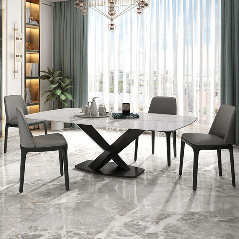 Luxury Dining Room Dinner Table Stone Rectangle Pedestal Dining Table Clearhalo 'Dining Tables & Seating' 'Dining Tables' 'dining_table' 'furn' 'furn_dining_table' 'Furniture' 'Kitchen & Dining Furniture' 1200x1200_8c733391-33a6-4b9f-9c2d-6ee9dfe96c62
