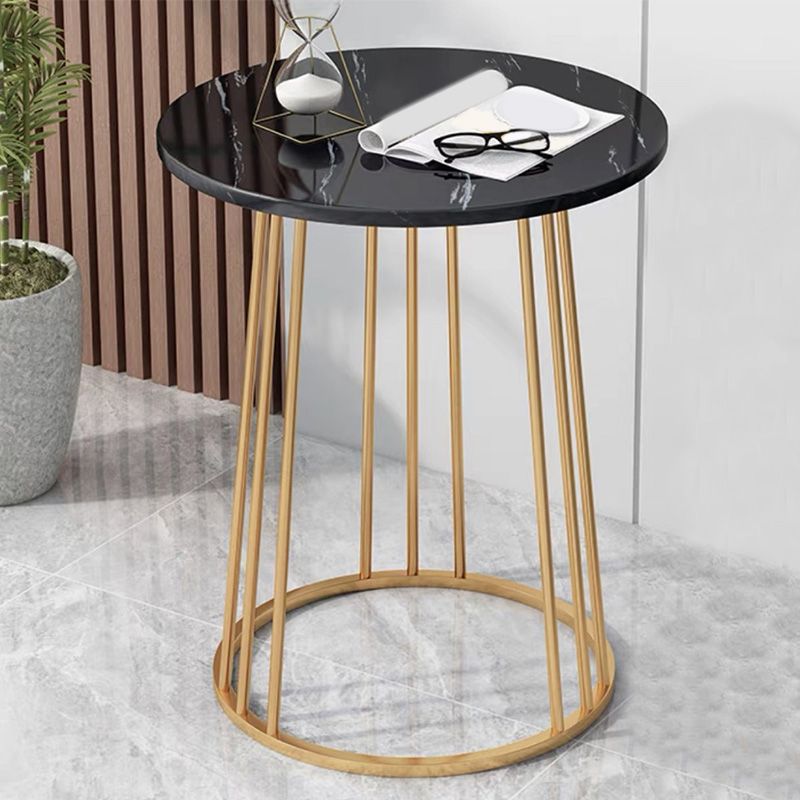 Mid-Century Modern Wooden Round Top End Table Abstract Metal Frame Sofa Side Table Clearhalo 'Coffee & Accent Tables' 'End & Side Tables' 'end_side_table' 'end_side_tables' 'furn' 'furn_end_side_tables' 'Furniture' 'furniture_end_side_table' 'Living Room Furniture' 1200x1200_8c73796f-b83a-419d-a48b-f362ca8fe6d6