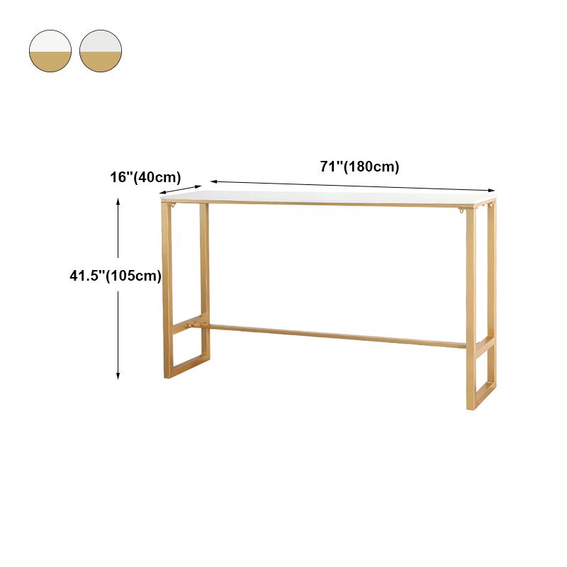 Glam -witte tafel met rechthoektafel top gouden schoktafel - 41.3 "h