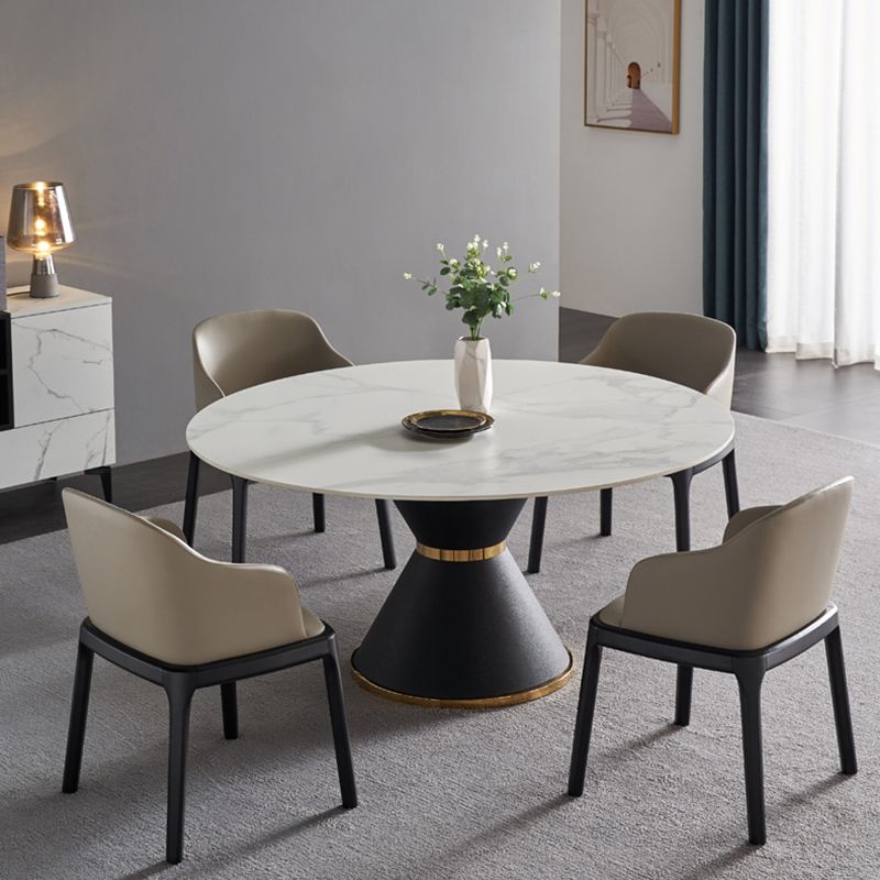 Glam Sintered Stone Top Kitchen Dining Table Round Shape Dining Table with Pedestal Base Clearhalo ' dining_table' 'Dining Tables & Seating' 'Dining Tables' 'furn' 'furn_dining_table' 'Furniture' 'furniture_dining_table' 'Kitchen & Dining Furniture' 'kitchen&dining_furn' 'kitchen' 'kitchen_dining_table' 1200x1200_8c786167-bacc-482e-8cca-726eada2873e