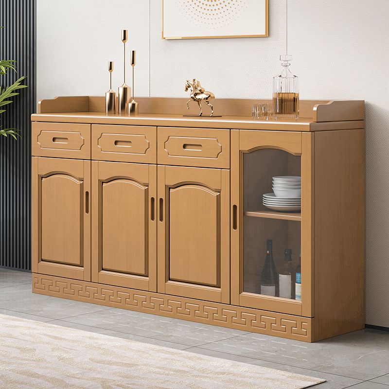Contemporary Sideboa Wood Glass Doors Side Board with Drawers and Cabinets Clearhalo 'buffet_sideboard' 'Buffets & Sideboards' 'furn' 'furn_buffet_sideboard' 'Furniture' 'Kitchen & Dining Furniture' 1200x1200_8c799bba-f7b0-4518-839c-b20e05757652