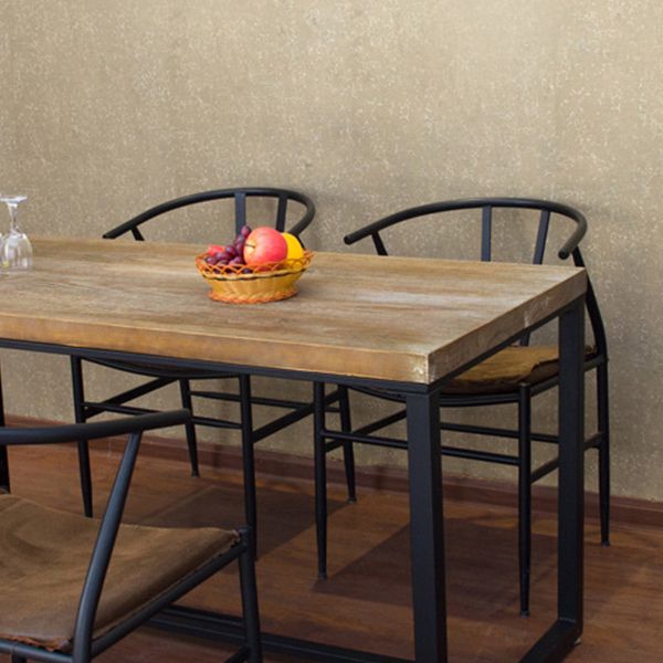 Modern Matte Brown Dining Set with Metal Chairs 1/2/5 Pieces Solid Wood Dinette Set