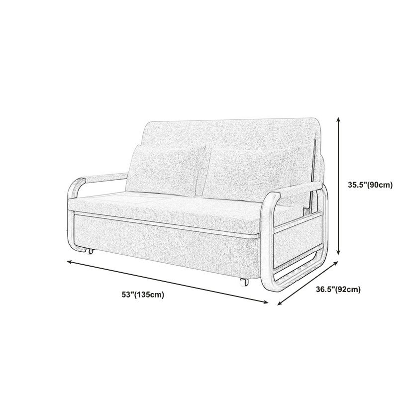 Contemporary Tight Back Sofa Bed Square Arm Fabric Sofa with Storage