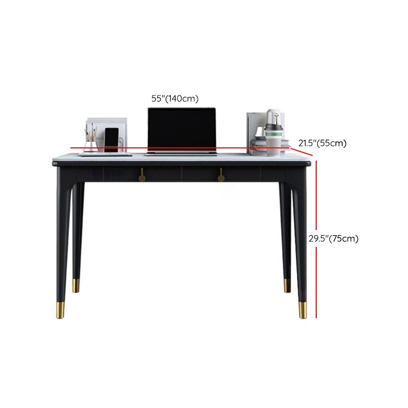 Glam Stone Office Desk Rectangular Black Writing Desk for Office Clearhalo 'furn' 'furn_office_desk' 'Furniture' 'Office Desks' 'Office Furniture' 'office_desk' 1200x1200_8c7c92d5-4968-4360-ad9a-d2150fe8a893