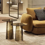 Contemporary Round Side End Table, Clear Pedestal End Table for Living Room Clearhalo 'Coffee & Accent Tables' 'End & Side Tables' 'end_side_table' 'end_side_tables' 'furn' 'furn_end_side_tables' 'Furniture' 'furniture_end_side_table' 'Living Room Furniture' 1200x1200_8c7caae8-7b9e-4ffd-b7bf-dd1aca446c73
