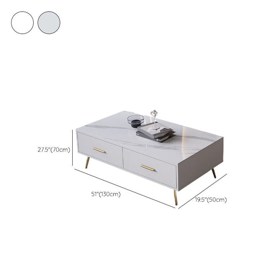 Slate Coffee Table Glam Nesting Coffee Table Set with Storage Drawers