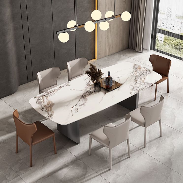 Minimalist Style Dining Table Set with Rectangle Shape Table and Upholstery Chairs Clearhalo 'Dining Room Sets' 'Dining Tables & Seating' 'dining_room_set' 'furn' 'furn_dining_room_set' 'Furniture' 'furniture_dining_room_set' 'Kitchen & Dining Furniture' 'kitchen&dining_furn' 'kitchen' 1200x1200_8c841481-4e2a-4c0e-b110-a518e749e392