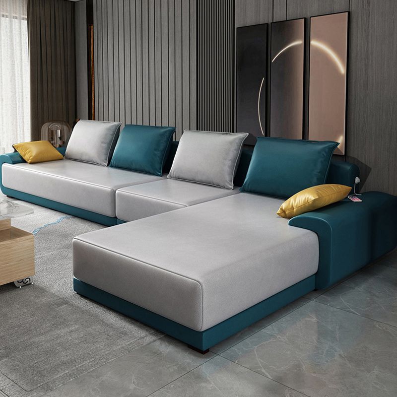 L-Shape Pillowed Back Cushions Pillow Top Arm Sectional with Slipcovered Clearhalo 'furn' 'furn_sectionals' 'Furniture' 'furniture_sectionals' 'Living Room Furniture' 'Sectionals' 1200x1200_8c8578fd-2adc-4f2b-991e-d8397ecb9728