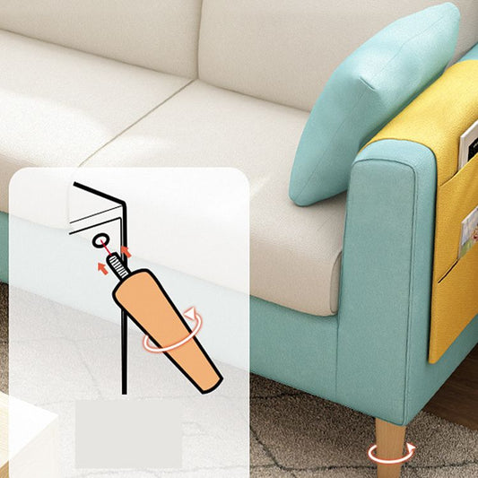 26.37" Wide Square Arm Sofa 3 Seater Solid Color Sofa with Storage