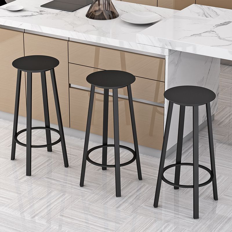Modern Counter Round Bar Stool Armless Iron Bar Stool with Footrest and Swivel Clearhalo 'Bar Furniture' 'Bar Stools' 'bar_stools' 'furn' 'furn_bar_stools' 'furniture_bar_stools' 'Kitchen & Dining Furniture' 'kitchen&dining_furn' 'kitchen' 'kitchen_furn' Furniture' 1200x1200_8c883c1a-c082-46de-a9f7-79dd13cde8b9
