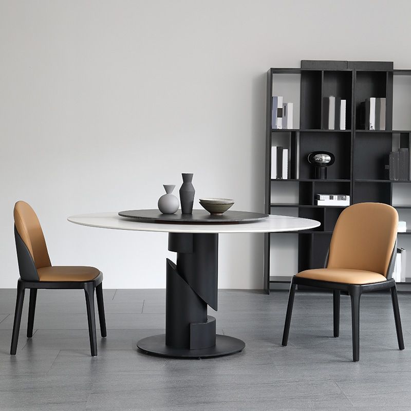 Set di dinette in pietra sinterizzato moderno 1/3/4/5/7 pezzi tavolo da pranzo rotondo con giradischi