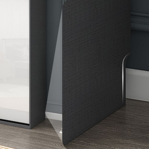 Contemporary White Storage Cabinet Mirrored Finish Cabinet with Sliding Door